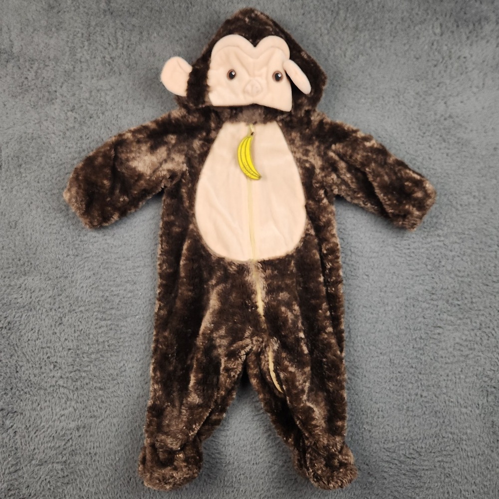 Halloween Monkey Around Animal Cute Brown Dress Up Baby 3-6 Mo Zip Up Costume
